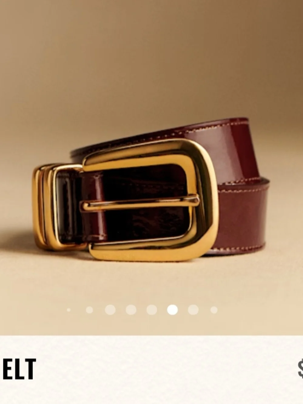Sezane Brown Gloss Leather Belt with Gold Buckle - Picture 6 of 7